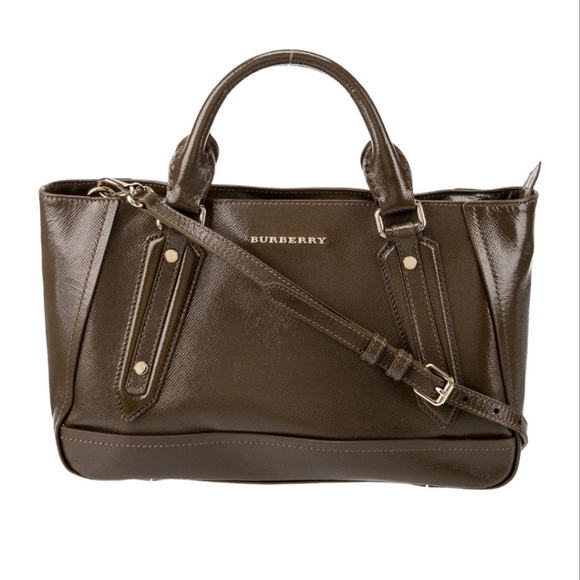 Burberry Patent Leather Somerford Tote Sachel Shoulder Bag  Officesiren - Picture 2 of 16